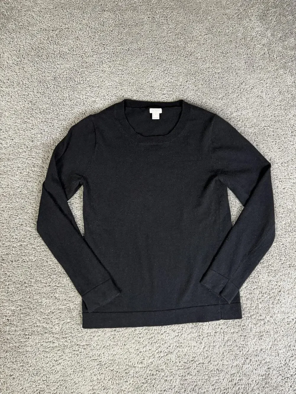 J.CREW Sweater Pullover Womens S Black Cotton Wool Nylon Lightweight Crewneck